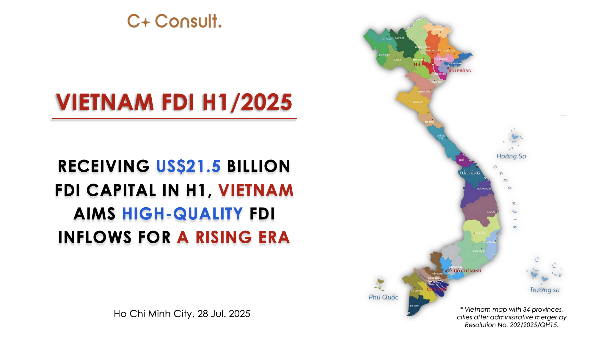 VIETNAM FDI H1/2025 : USD 11.7 Billion Disbursed Capital, the Highest Figure in Five Years
